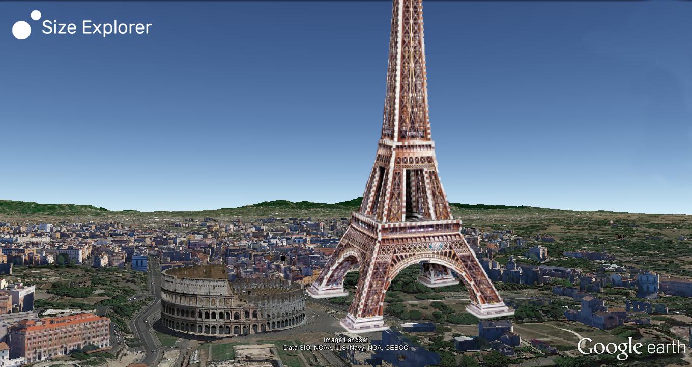 Colosseum vs. Eiffeltower - Comparison of sizes