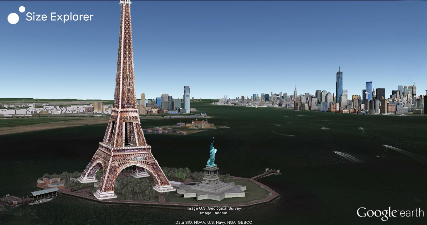 Statue of Liberty vs. Eiffeltower - Comparison of sizes