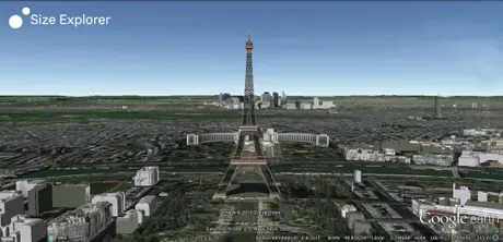 ARCHI/MAPS — Height comparison between the projected Eiffel